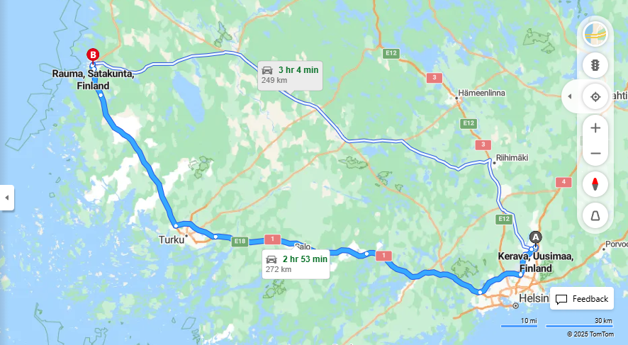 Matka Keravalta Raumalle - Etaisyys, Ajo, Liikenne ja Matkustusvaihtoehdot
