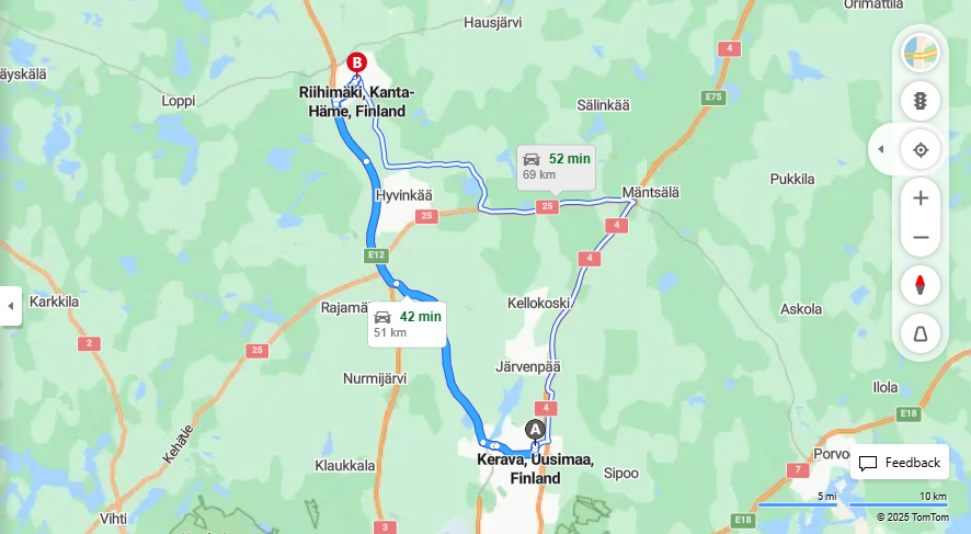 Matka Keravalta Riihimaelle - Etaisyys, Ajo, Kuljetus ja Matkustusvaihtoehdot
