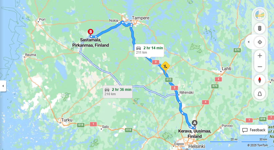 Matka Keravalta Sastamalaan - Etaisyys, Ajo, Kuljetus ja Matkustusmahdollisuudet