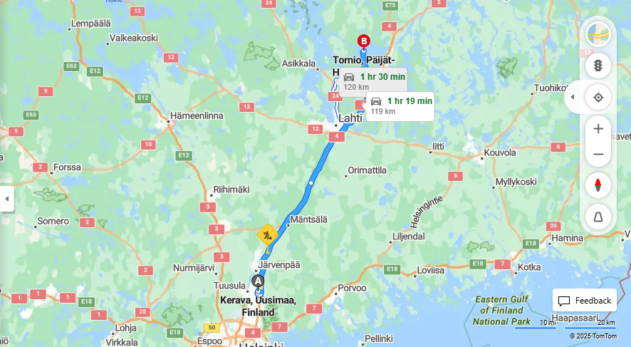 Matka Keravalta Tornioon - Etaisyys, Ajo, Liikenne ja Matkustusvaihtoehdot