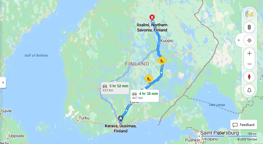 Matka Keravasta Iisalmeen - Etaisyys, Ajo, Liikenne ja Matkustusmahdollisuudet