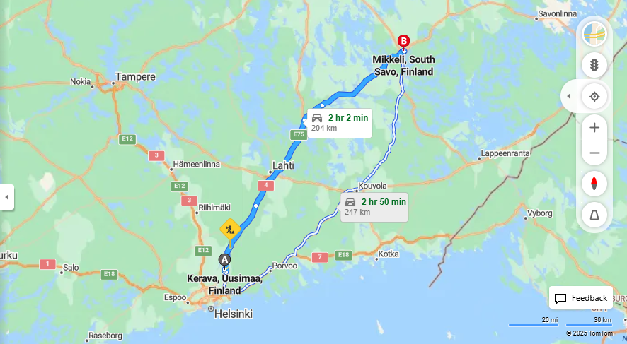 Matka Keravasta Mikkeliin - Etaisyys, Ajo, Kuljetus ja Matkustusvaihtoehdot