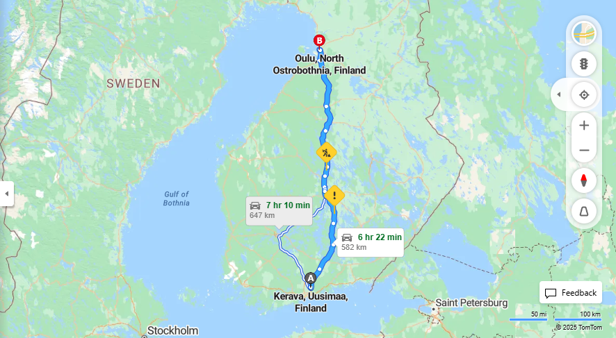 Matka Keravasta Ouluun - Etaisyys, Ajo, Liikenne ja Matkustusvaihtoehdot