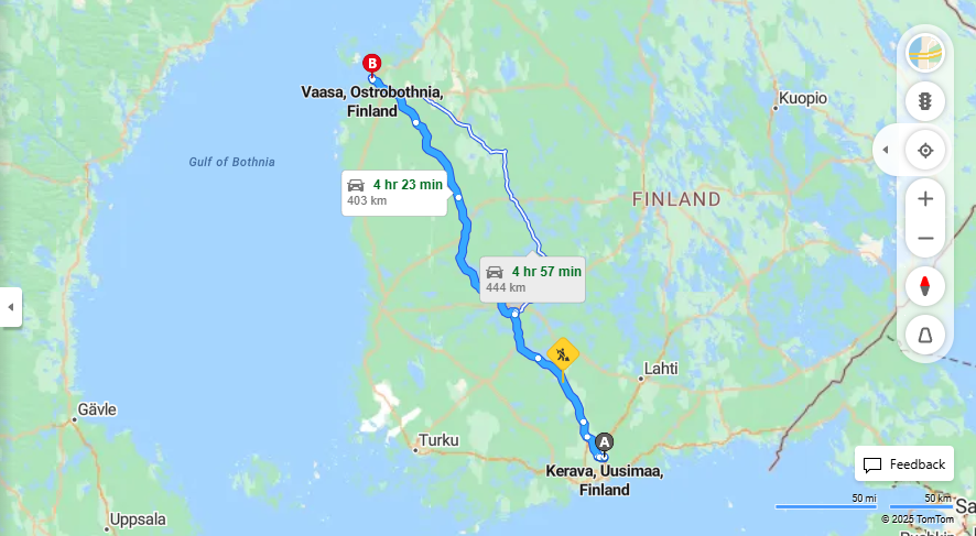 Matka Keravasta Vaasaan - Etaisyys, Ajo, Liikenne ja Matkustusvaihtoehdot