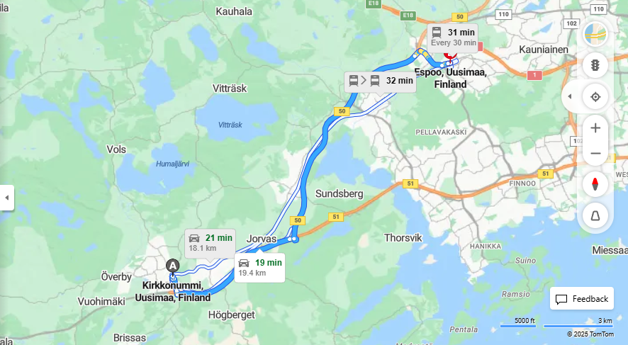 Matka Kirkkonummelta Espooseen - Etaisyys, Ajo, Kuljetus ja Matkustusmahdollisuudet