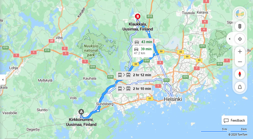 Matka Kirkkonummelta Klaukkalaan - Etaisyys, Ajo, Liikenne ja Matkustamisvaihtoehdot