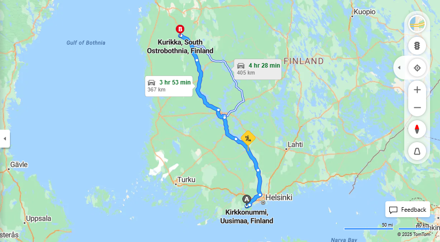Matka Kirkkonummelta Kurikkaan - Etaisyys, Ajo, Kuljetus ja Matkustusvaihtoehdot