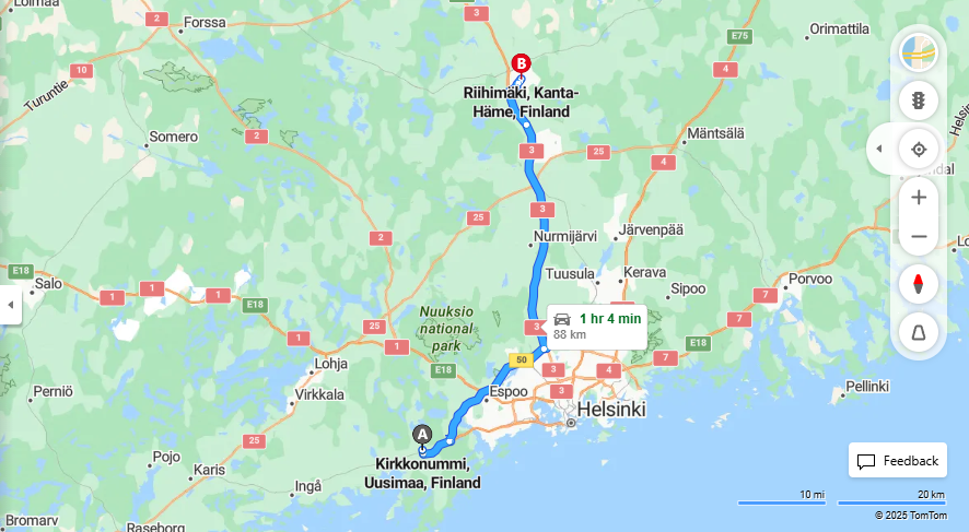 Matka Kirkkonummelta Riihimaelle - Etaisyys, Ajo, Kuljetus ja Matkustamisvaihtoehdot