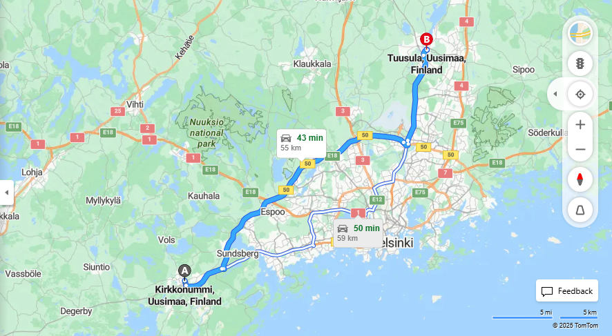 Matka Kirkkonummelta Tuusulaan - Etaisyys, Ajo, Kuljetus ja Matkustusmahdollisuudet