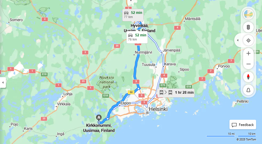 Matka Kirkkonummesta Hyvinkaalle - Etaisyys, Ajo, Kuljetus ja Matkustamisvaihtoehdot