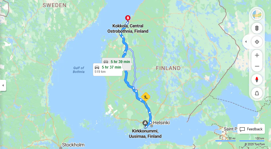 Matka Kirkkonummesta Kokkolaan - Etaisyys, Ajo, Kuljetus ja Matkustusvaihtoehdot
