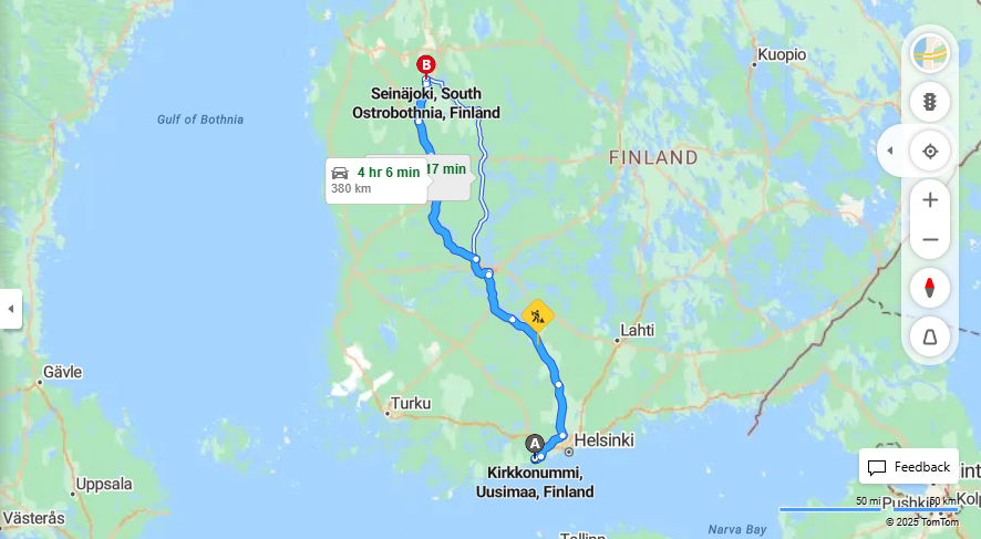Matka Kirkkonummilta Seinajoelle - Etaisyys, Ajo, Liikkuminen ja Matkustusvaihtoehdot