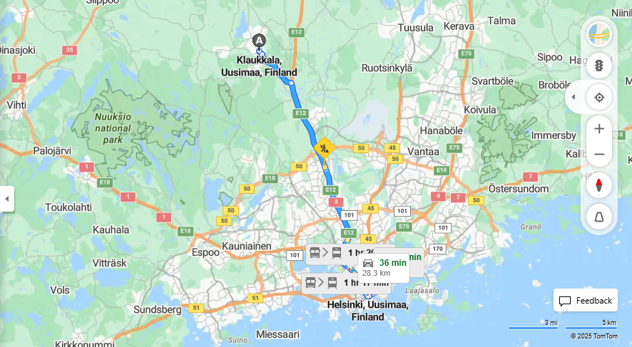 Matka Klaukkalasta Helsinkiin - Etaisyys, Ajo, Kuljetus ja Matkustamisvaihtoehdot