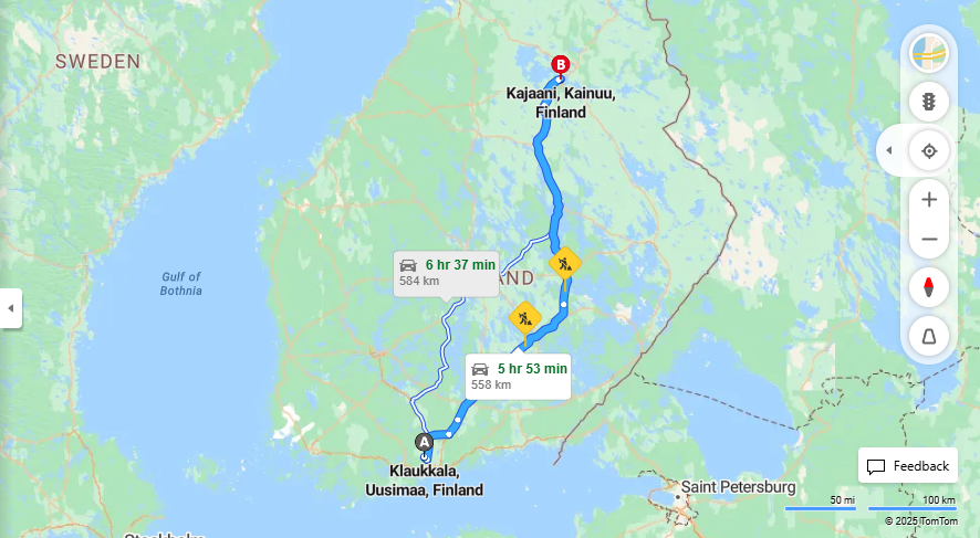 Matka Klaukkalasta Kajaaniin - Etaisyys, Ajo, Kuljetus ja Matkustusvaihtoehdot