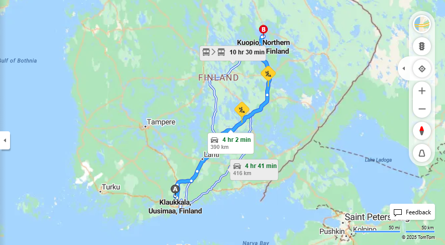 Matka Klaukkalasta Kuopioon - Etaisyys, Ajo, Kuljetus ja Matkustamisvaihtoehdot
