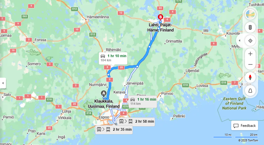 Matka Klaukkalasta Lahteen - Etaisyys, Ajaminen, Kuljetus ja Matkavaihtoehdot