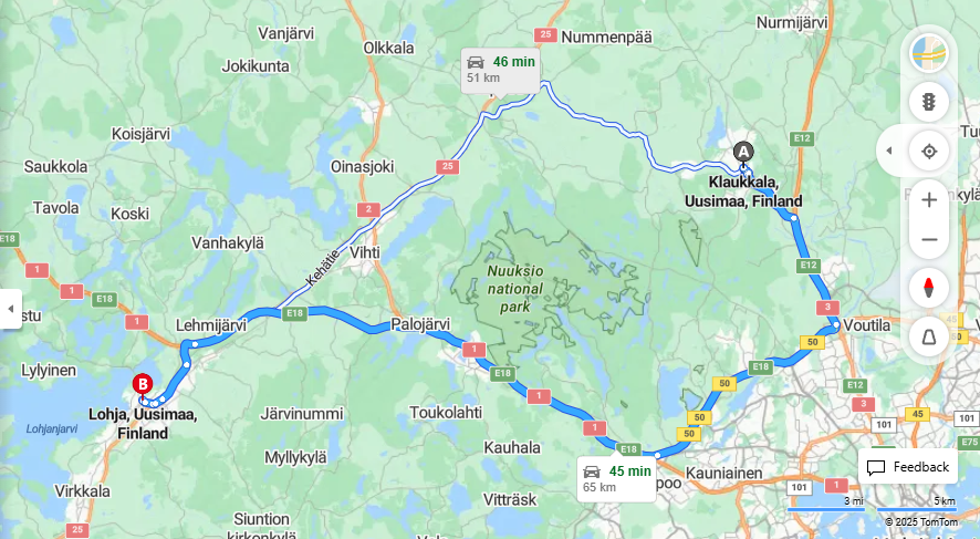 Matka Klaukkalasta Lohjalle - Etaisyys, Ajo, Kuljetus ja Matkustusvaihtoehdot