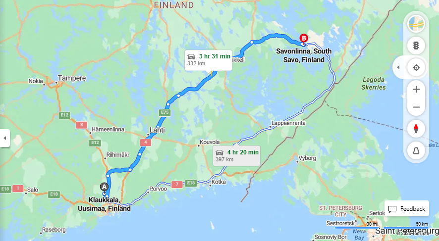 Matka Klaukkalasta Savonlinnaan - Etaisyys, Ajaminen, Kuljetus ja Matkustamisvaihtoehdot