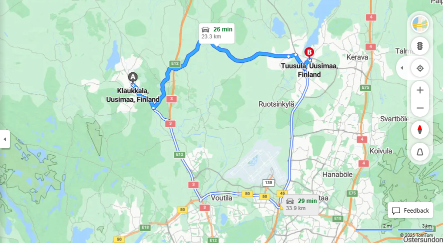Matka Klaukkalasta Tuusulaan - Etaisyys, Ajo, Liikenne ja Matkustusvaihtoehdot