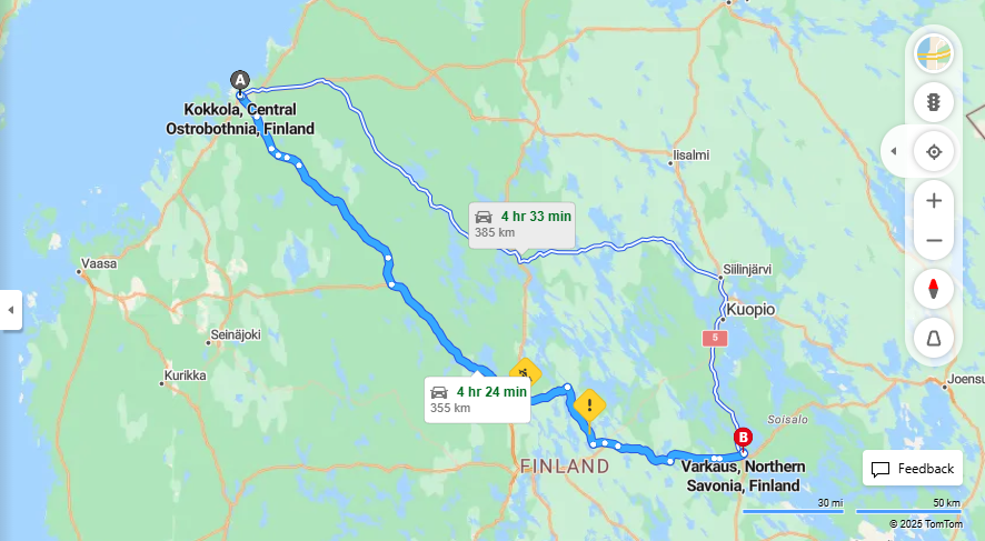 Matka Kokkola-Varkaus: Etaisyys, Ajo, Kuljetus ja Matkustamisvaihtoehdot
