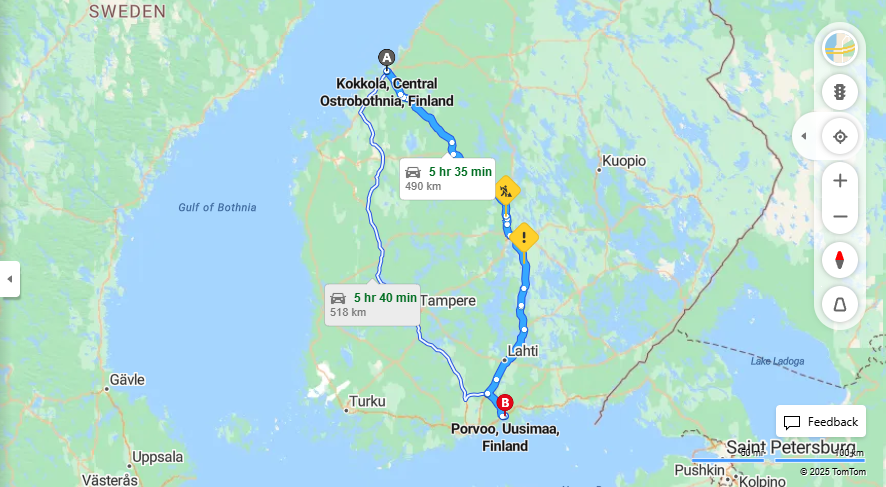Matka Kokkolaasta Porvooseen - Etaisyys, Ajo, Kuljetus ja Matkustusvaihtoehdot