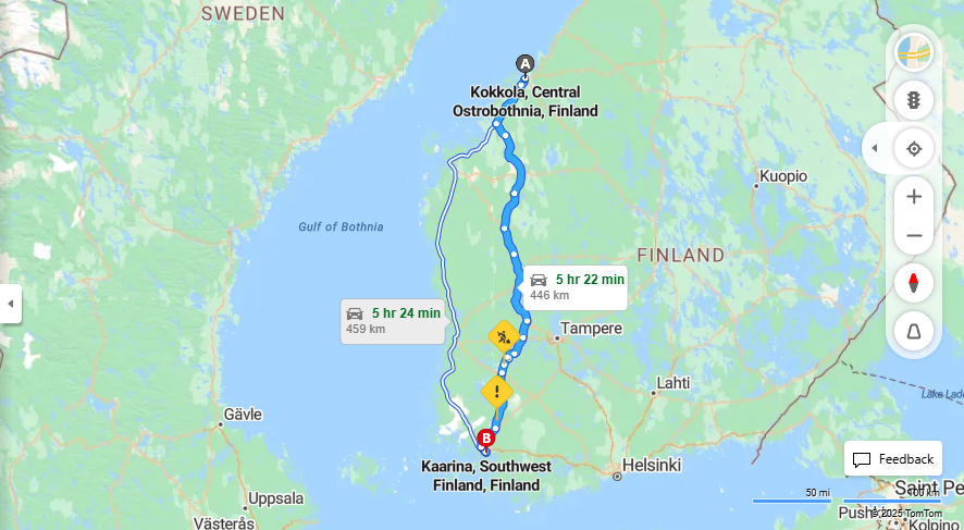 Matka Kokkolasta Kaarinaan - Etaisyys, Ajo, Kuljetus ja Matkustusvaihtoehdot