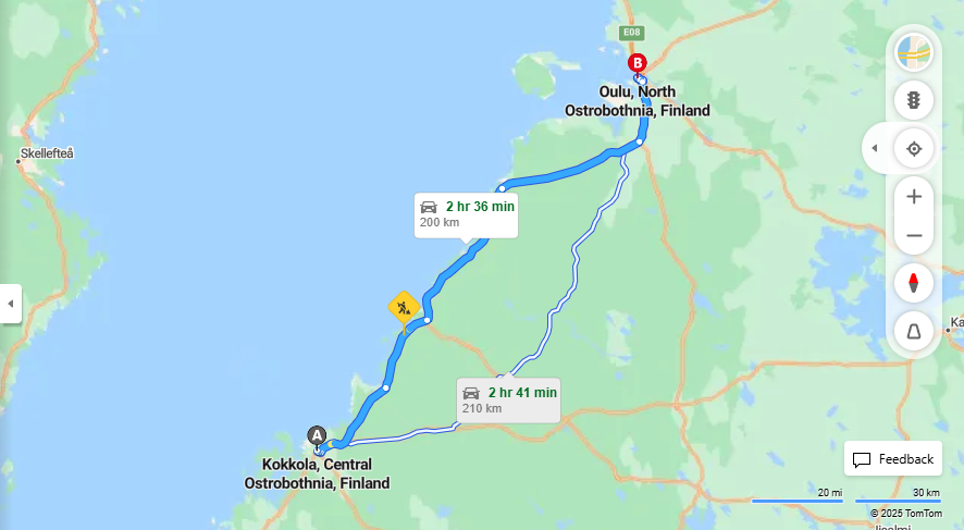 Matka Kokkolasta Ouluun - Etaisyys, Ajo, Liikenne ja Matkavaihtoehdot