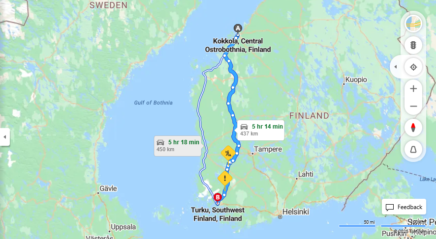 Matka Kokkolasta Turkuun - Etaisyys, ajo, kuljetus ja matkustusvaihtoehdot