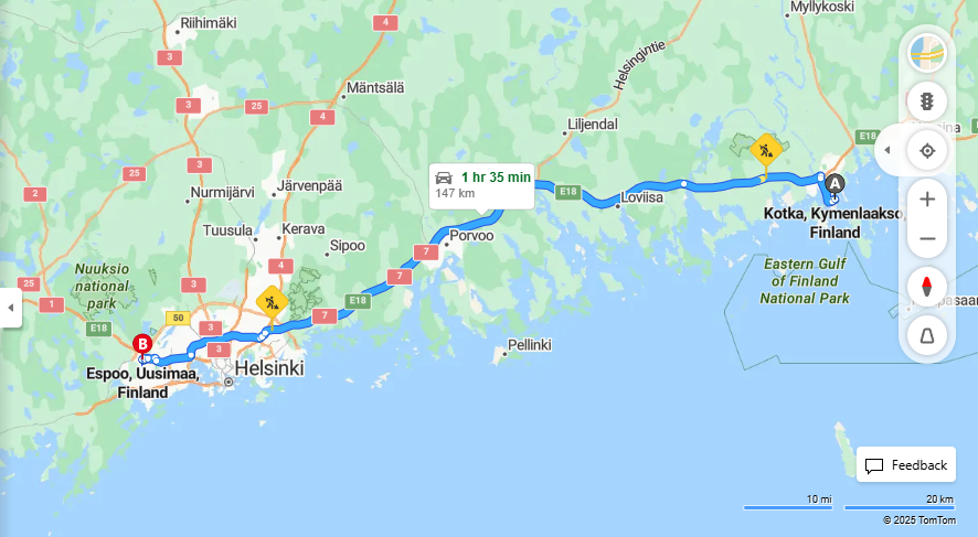 Matka Kotkasta Espooseen - Etaisyys, Ajo, Liikkuminen ja Matkustusvaihtoehdot