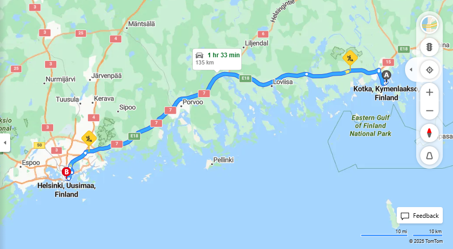 Matka Kotkasta Helsinkiin - Etaisyys, Ajo, Kuljetus ja Matkustusvaihtoehdot