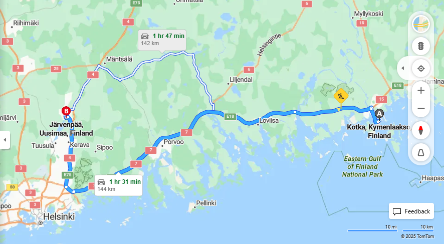 Matka Kotkasta Jarvenpaahan - Etaisyys, Ajo, Kuljetus ja Matkustusvaihtoehdot