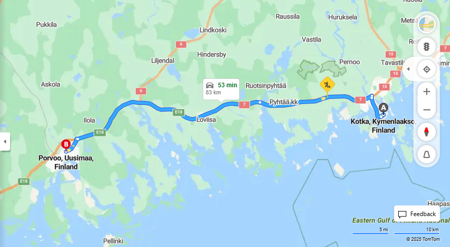 Matka Kotkasta Porvooseen - Etaisyys, Ajo, Kuljetus ja Matkavaihtoehdot