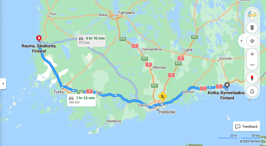 Matka Kotkasta Raumaankin - Etaisyys, ajo, kuljetus ja matkustusvaihtoehdot