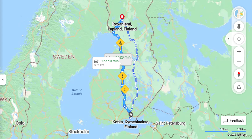 Matka Kotkasta Rovaniemelle - Etaisyys, Ajo, Kuljetus ja Matkustusvaihtoehdot