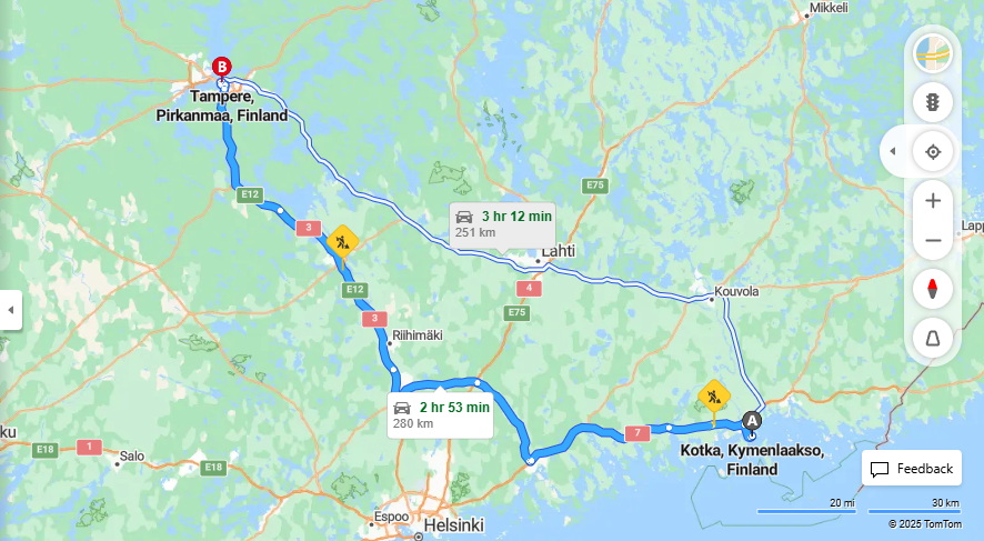 Matka Kotkasta Tampereelle - Etaisyys, Ajo, Kuljetus ja Matkustusvaihtoehdot