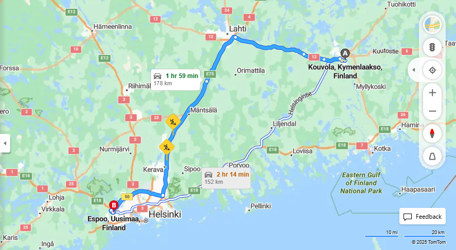 Matka Kouvolasta Espooseen - Etaisyys, Ajo, Kuljetus ja Matkustusvaihtoehdot