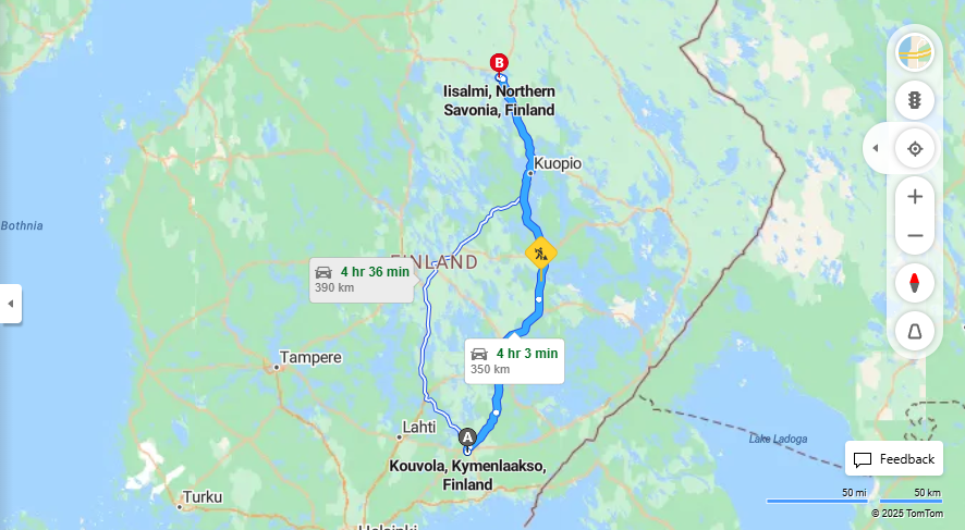 Matka Kouvolasta Iisalmeen - Etaisyys, Ajo, Liikenne ja Matkustusmahdollisuudet