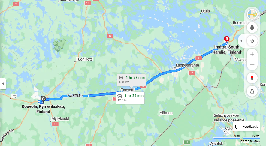 Matka Kouvolasta Imatralle - Etaisyys, Ajo, Kuljetus ja Matkustusvaihtoehdot
