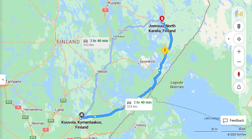 Matka Kouvolasta Joensuuhun - Etaisyys, Ajo, Liikenne ja Matkustusvaihtoehdot