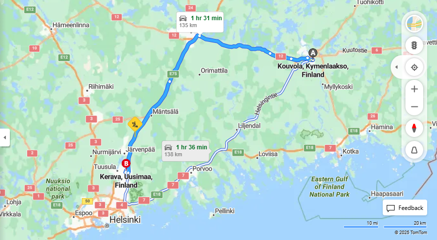Matka Kouvolasta Keravalle - Etaisyys, Ajo, Kuljetus ja Matkustusvaihtoehdot