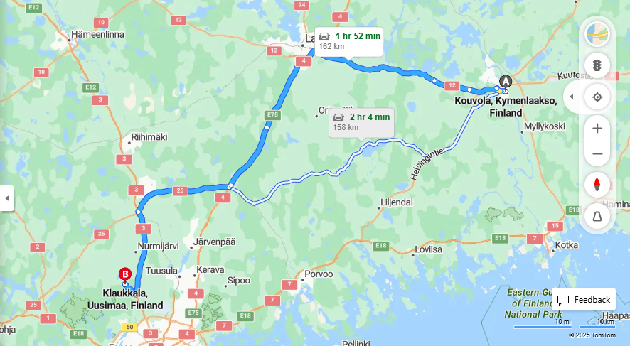 Matka Kouvolasta Klaukkalaan - Etaisyys, Ajaminen, Liikenne ja Matkustusvaihtoehdot