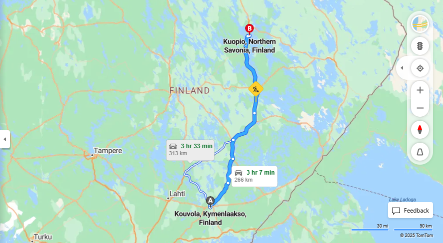 Matka Kouvolasta Kuopioon - Etaisyys, Ajo, Liikenne ja Matkustusvaihtoehdot