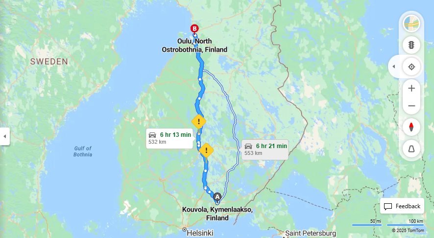 Matka Kouvolasta Ouluun - Etaisyys, Ajomatka, Kuljetus ja Matkavaihtoehdot