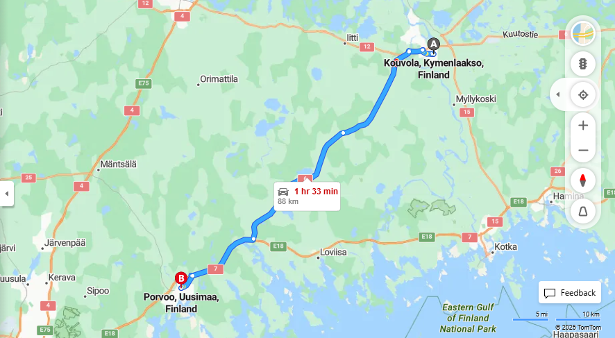 Matka Kouvolasta Porvooseen - Etaisyys, Ajo, Kuljetus ja Matkustusvaihtoehdot