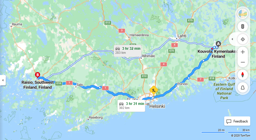 Matka Kouvolasta Raisioon - Etaisyys, Ajo, Kuljetus ja Matkustusvaihtoehdot