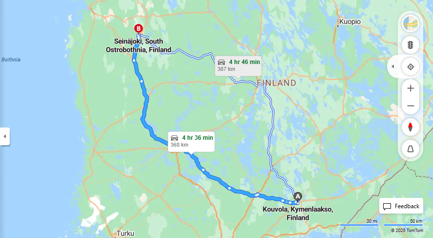 Matka Kouvolasta Seinajoelle - Etaisyys, Ajo, Kuljetus ja Matkavaihtoehdot