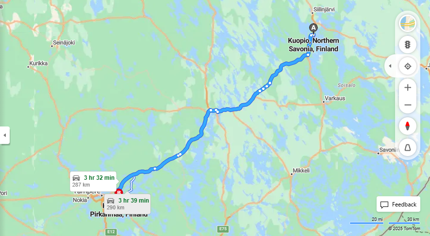 Matka Kuopiosta Kangasalalle - Etaisyys, Ajo, Liikkuminen ja Matkustamisvaihtoehdot