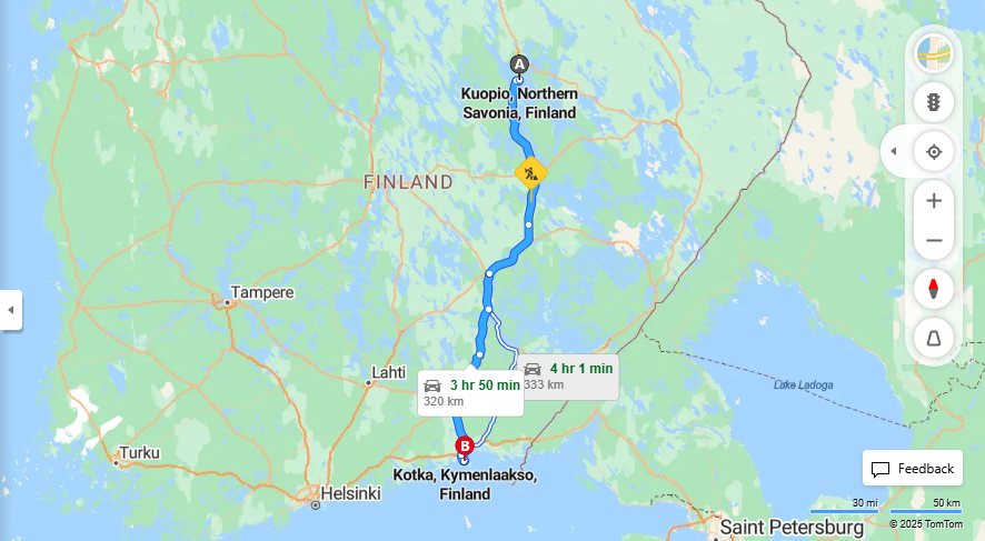 Matka Kuopiosta Kotkaan - Etaisyys, Ajo, Kuljetus ja Matkustusvaihtoehdot