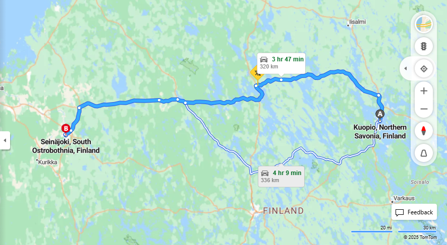 Matka Kuopiosta Seinajoelle - Etaisyys, Ajo, Kuljetus ja Matkustusvaihtoehdot