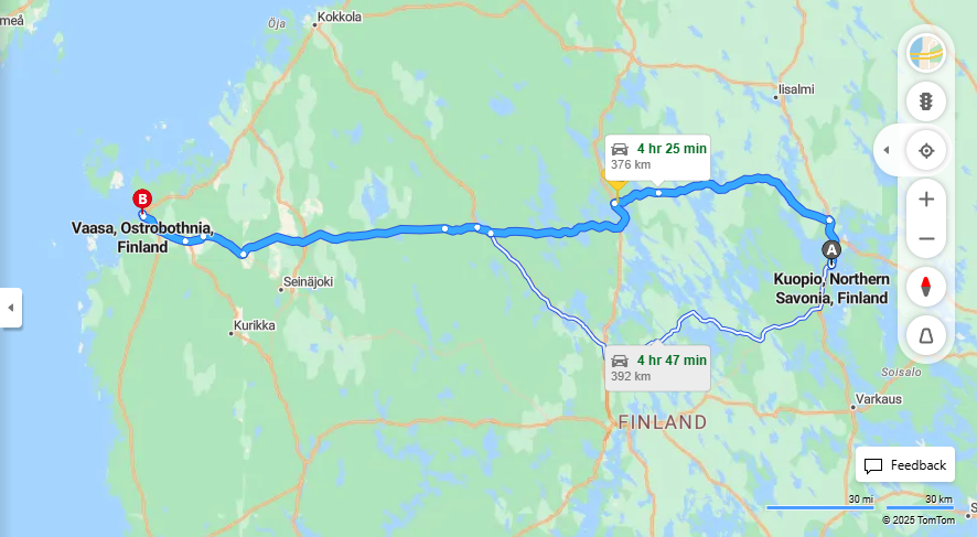 Matka Kuopiosta Vaasaan - Etaisyys, Ajo, Kuljetus ja Matkustusmahdollisuudet